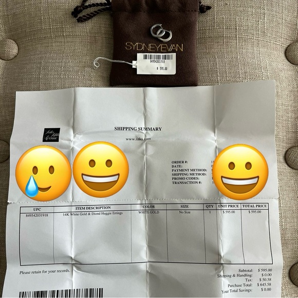 14K White Gold & Diamond Huggie Earrings - Picture 6 of 6